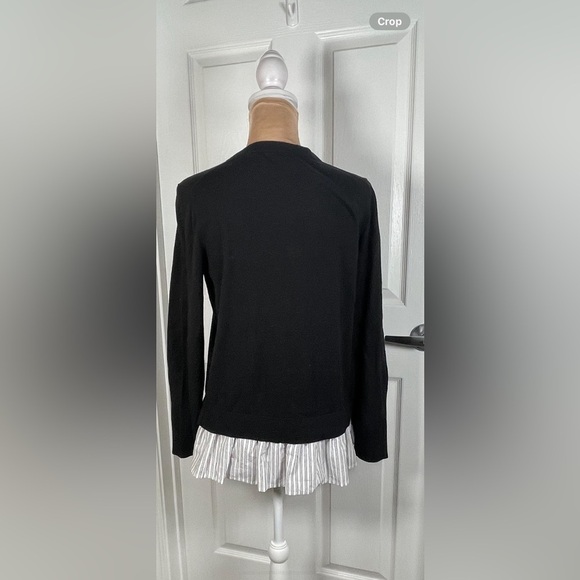 Kate spade Mixed Media‎ Stripe Hem Cotton Silk Sweater Black Size Medium - Picture 10 of 10
